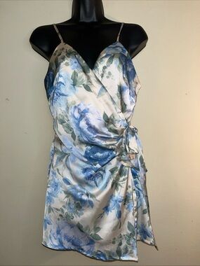 Iris, Floral Skort Dress in Blue and Cream